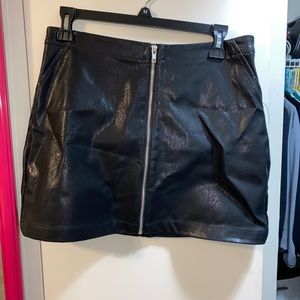 Faux leather zip up skirt